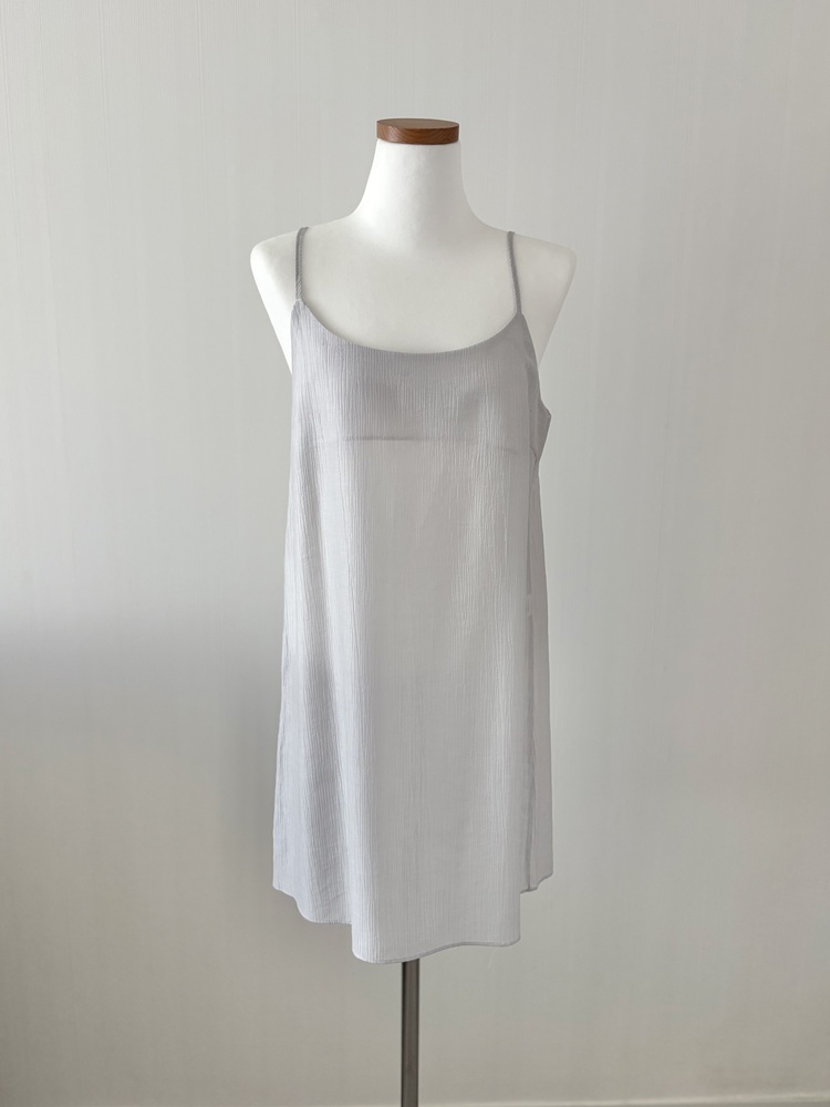Draped Neck Dress with Inner Slip (Misty Blue)