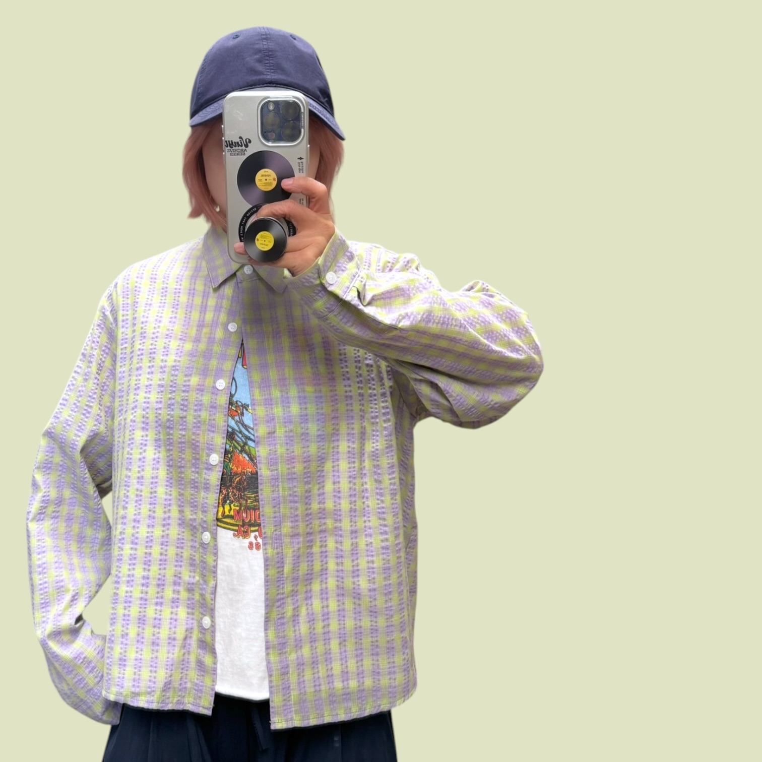 221439 格仔短身長袖恤