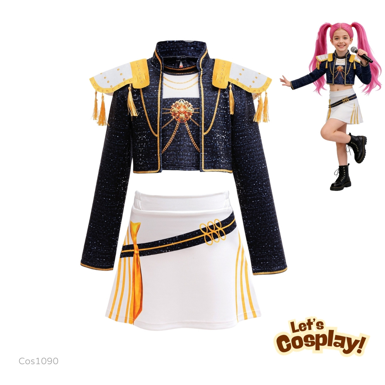 Lets cosplay K Pop Demon Hunters K Pop 獵魔女團 舞台爆閃演出服｜女團主角 Aurora 同款｜學校表演・萬聖節・K-Pop Show Cosplay cos1090