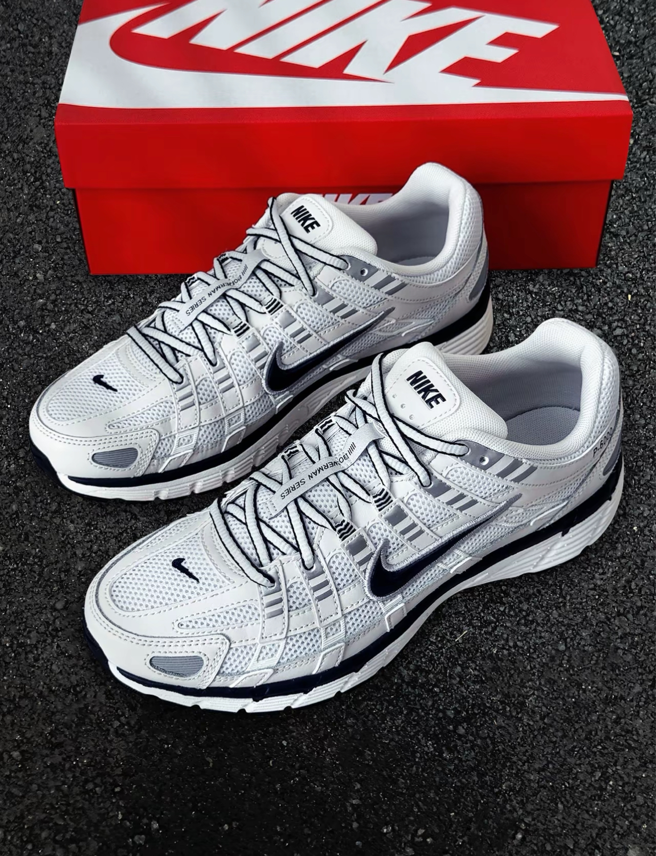 CD6404-107 Nike P-6000 White Metallic Silver Black CD6404-107
