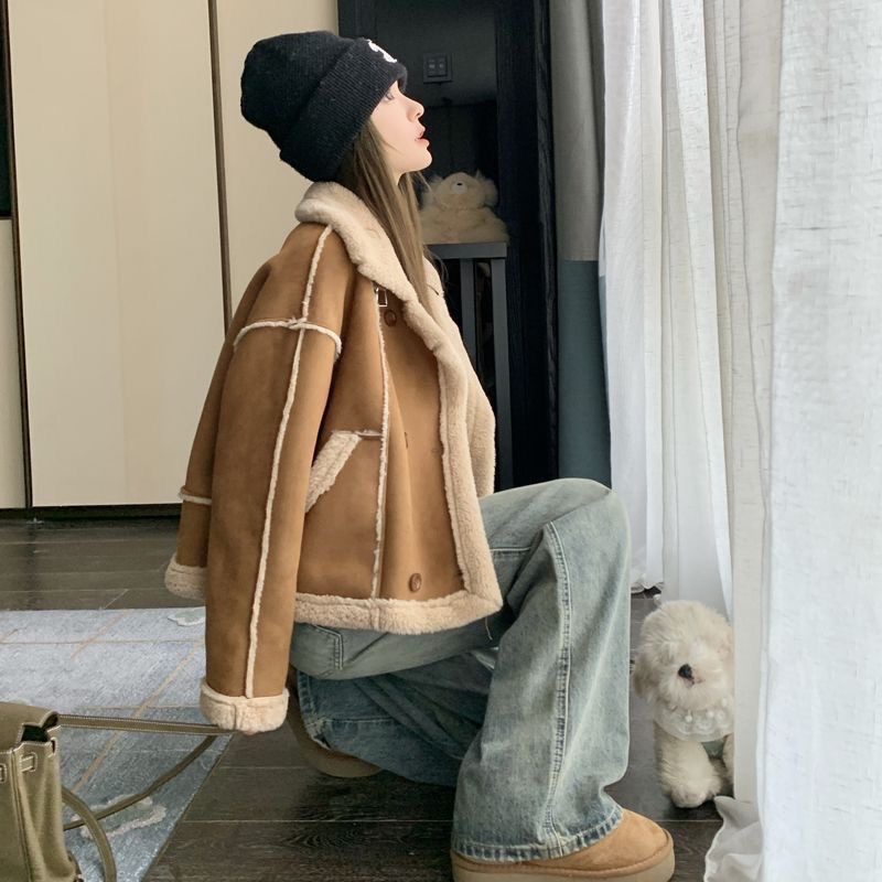 韓系成人仿麂皮外套