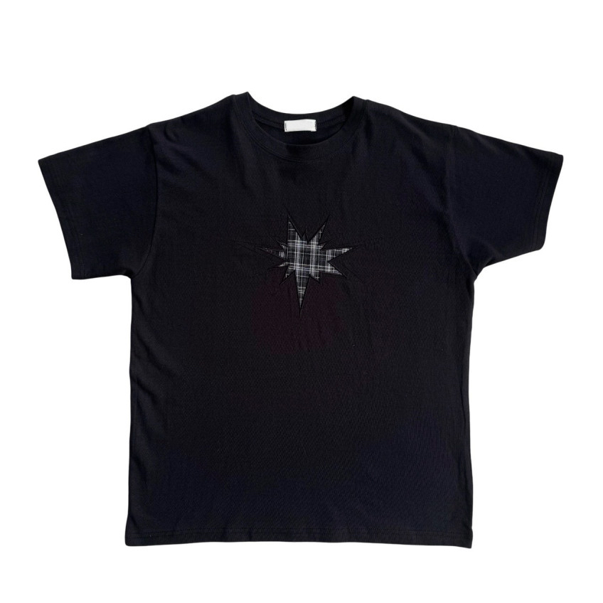 Plaid Star Patchwork Oversized Tee
