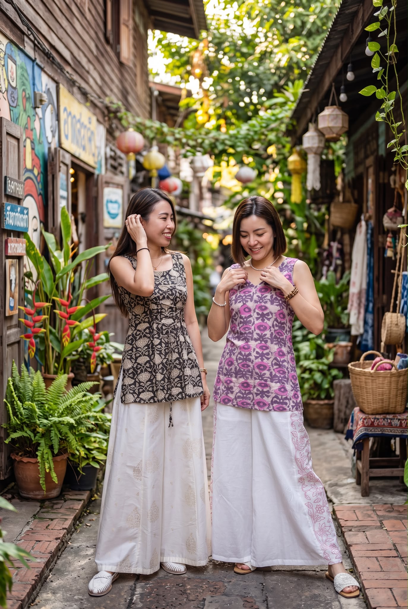 3172 Purple x Pink Blockprint Sleeveless Top (2 Way)