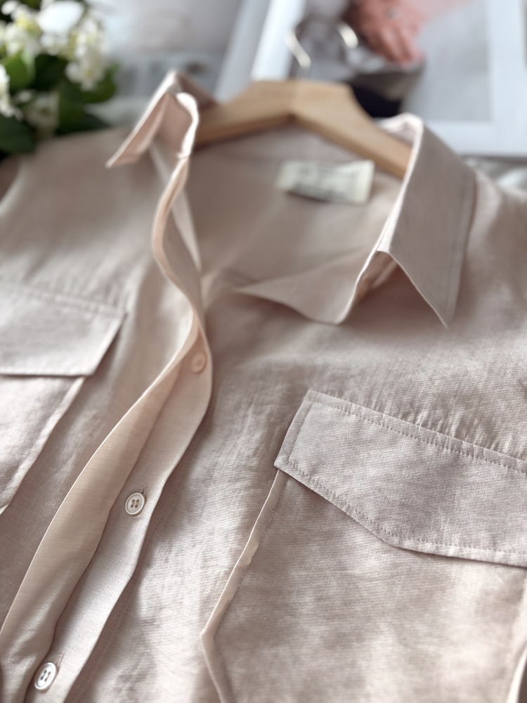 Feminine Belted Pocket Blouse (Brown)