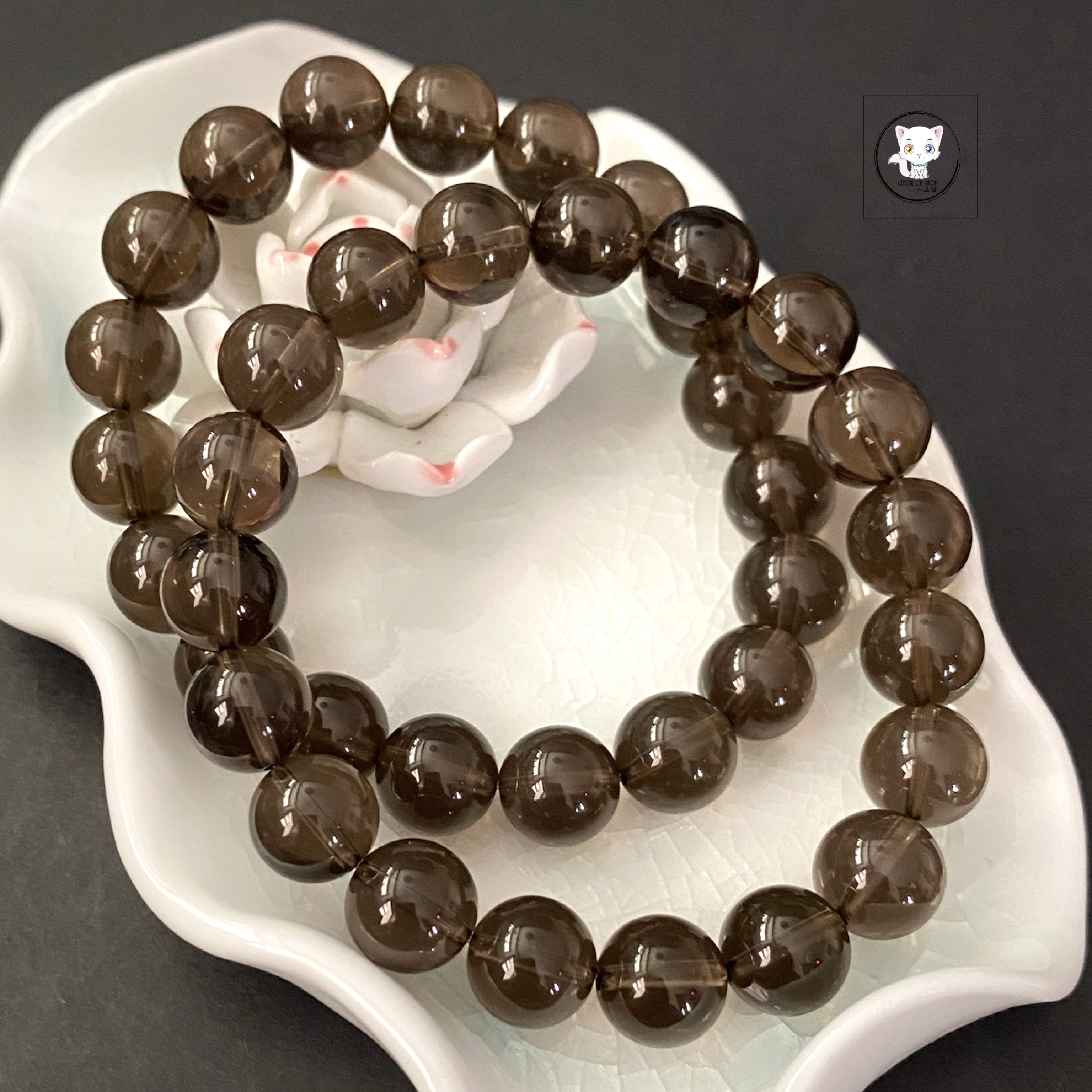 精品天然茶水晶手鏈 10mm