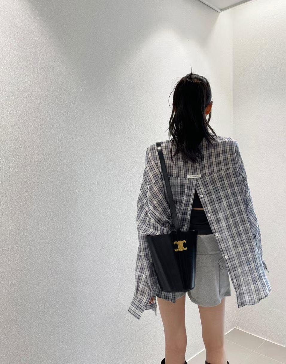 U15 後車章扣鈕格仔薄恤衫