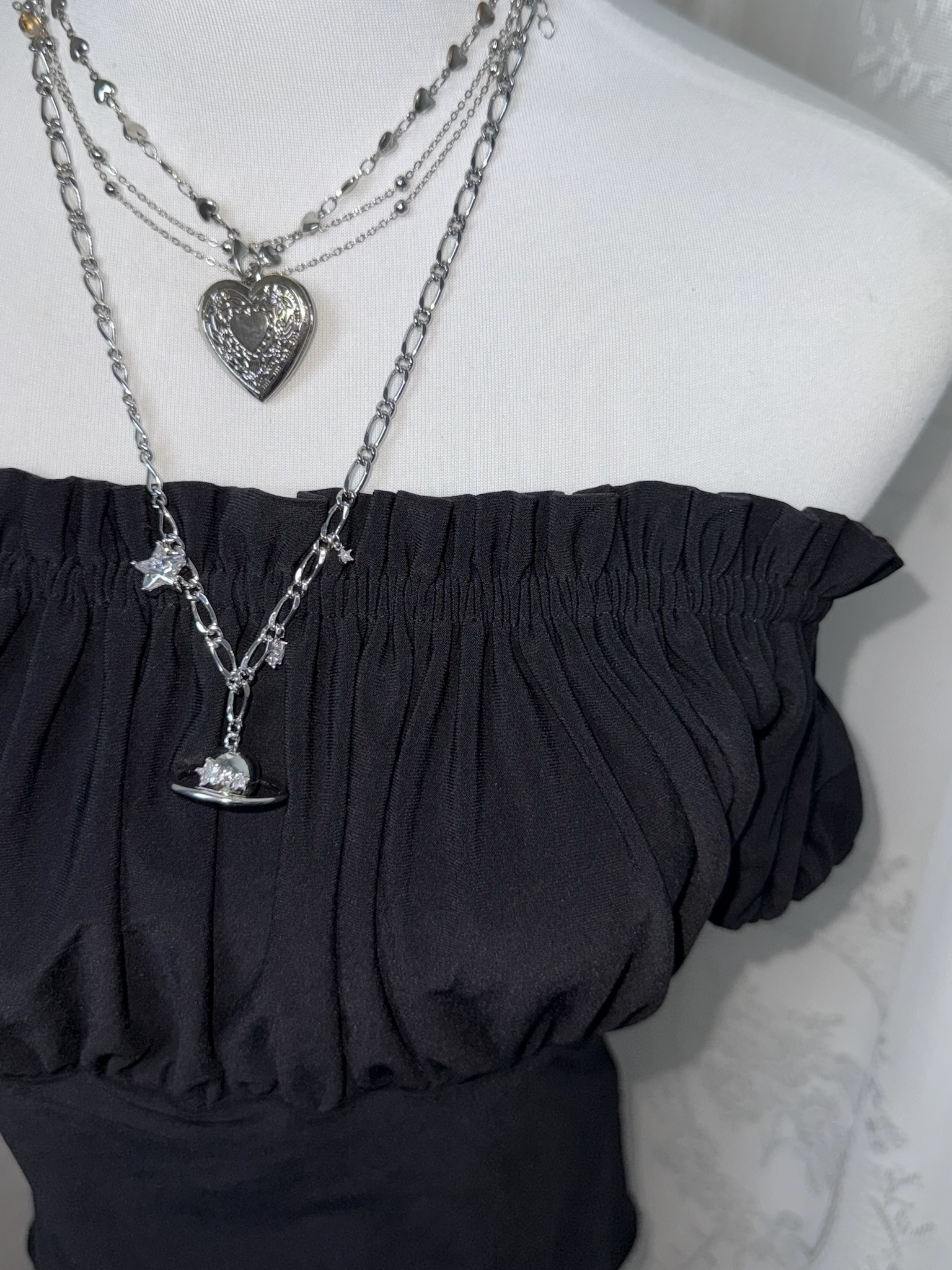 Off-The-Shoulder Ruched Frill Top