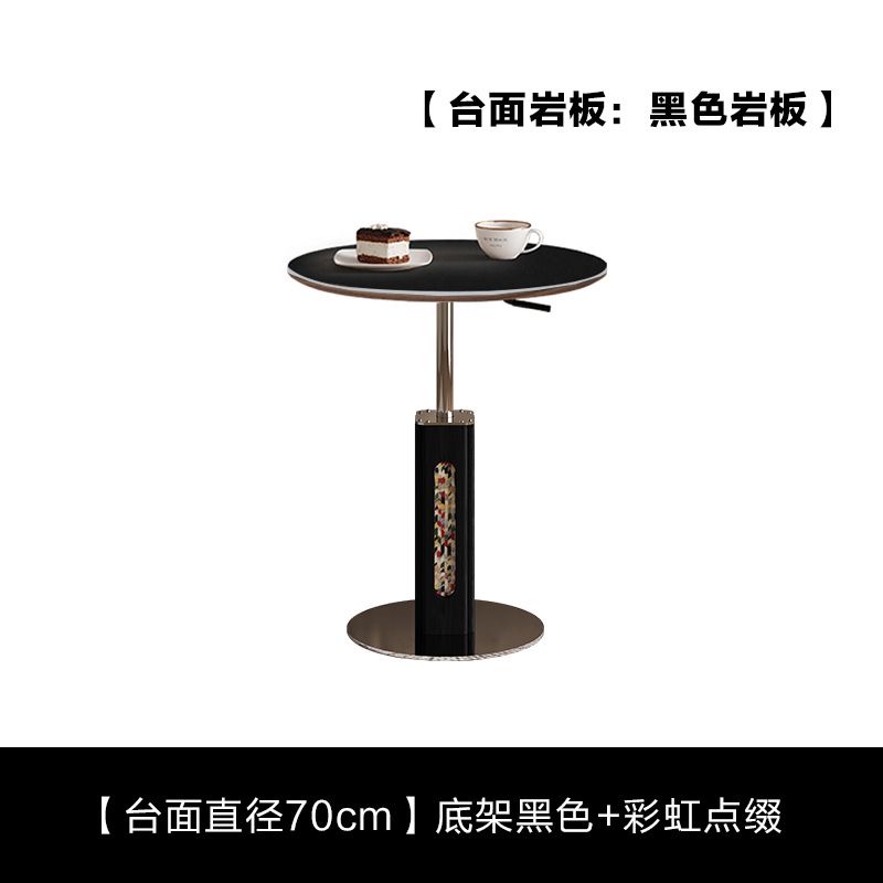可移動升降茶几 沙發邊几角几 家用小圓桌 洞石岩板客廳茶几桌 小戶型coffee table