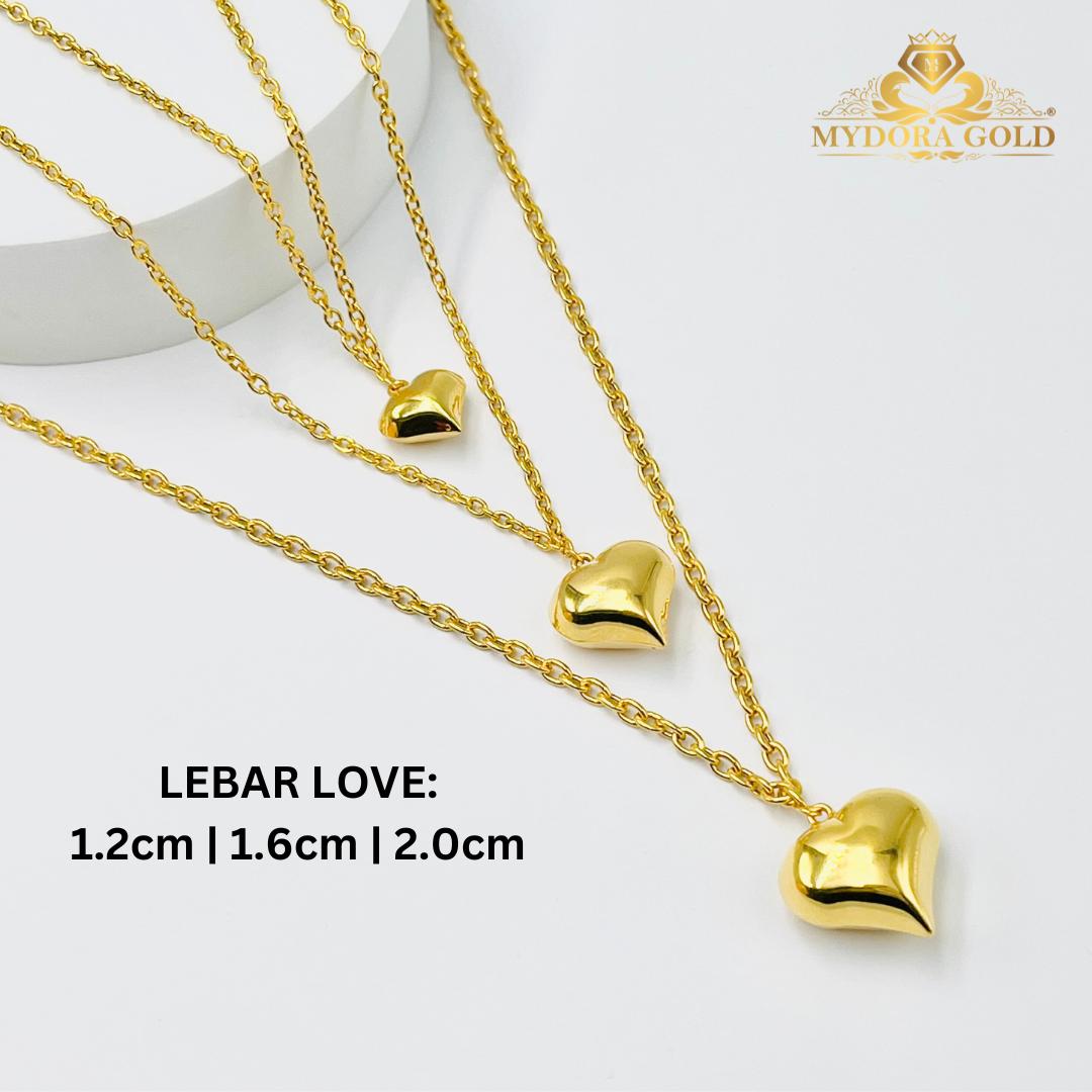 MYDORA Rantai Leher Sauh Gantung Love Gemuk | Fesyen Necklaces EMAS 916/22K