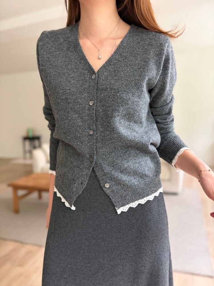 The Lacie Wool Cardigan (Charcoal)