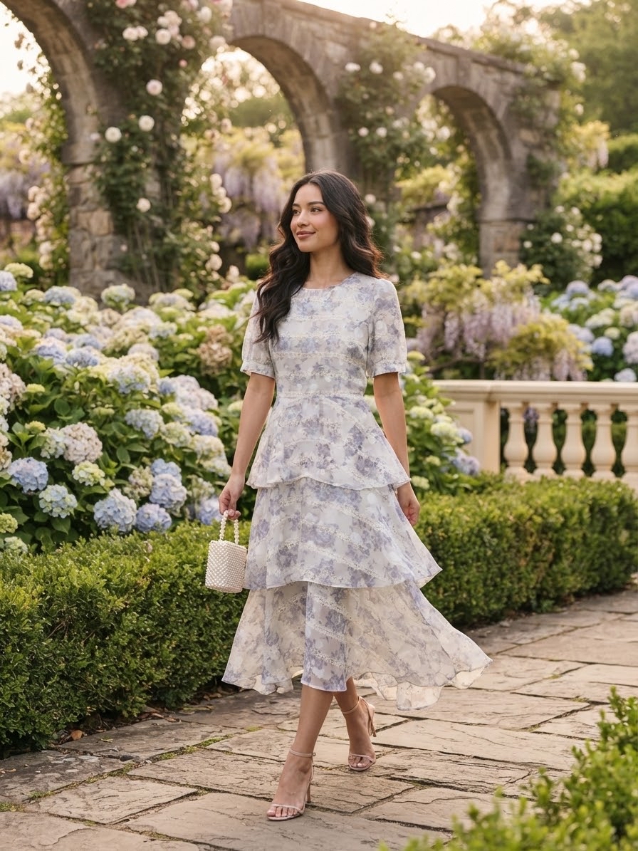 Romantic Layered Midi Dress