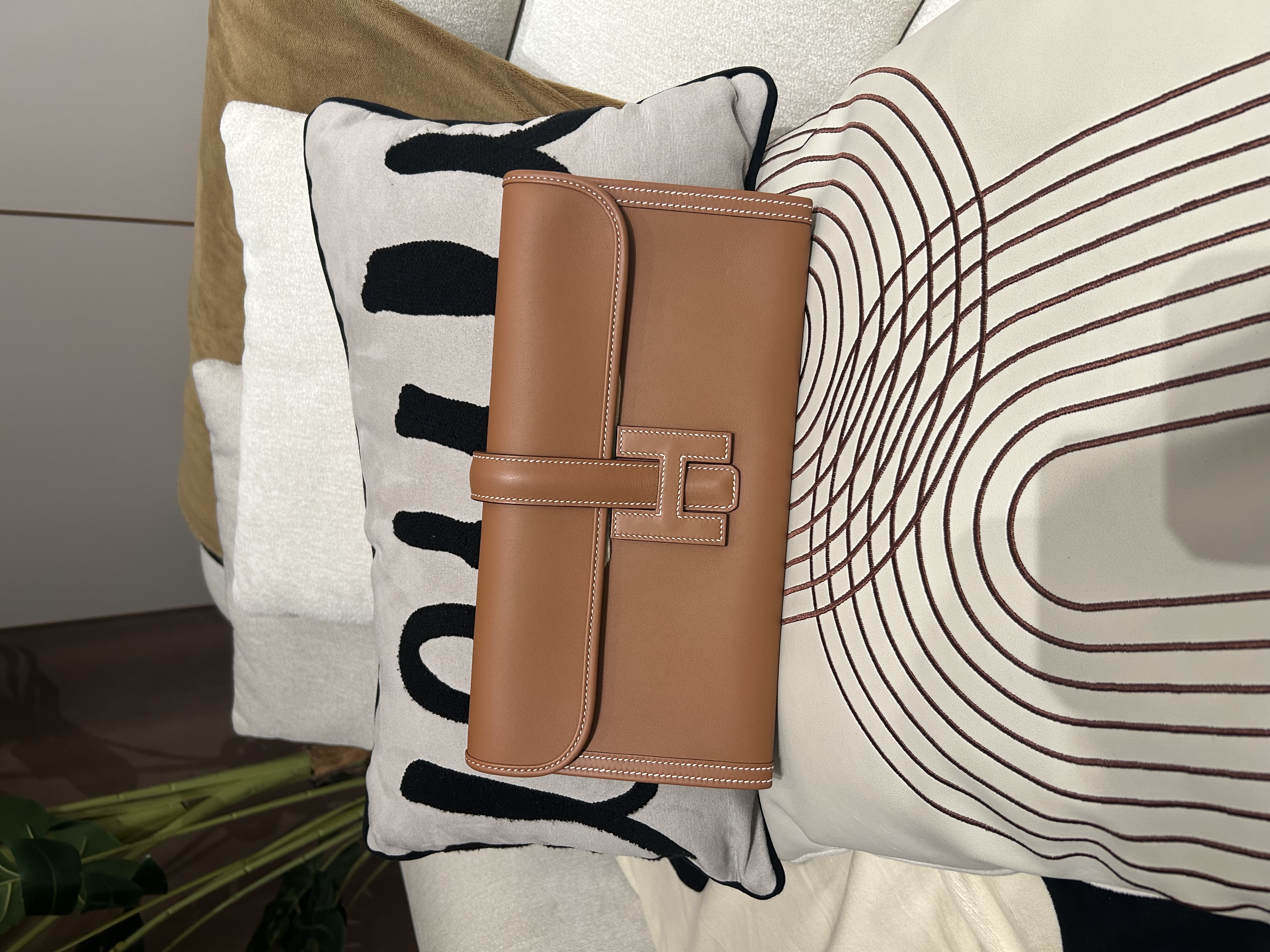 HERMES Jige Elan 29 Stamp U Clutch gold Calfskin 100%Authentic, 99%new ✅box