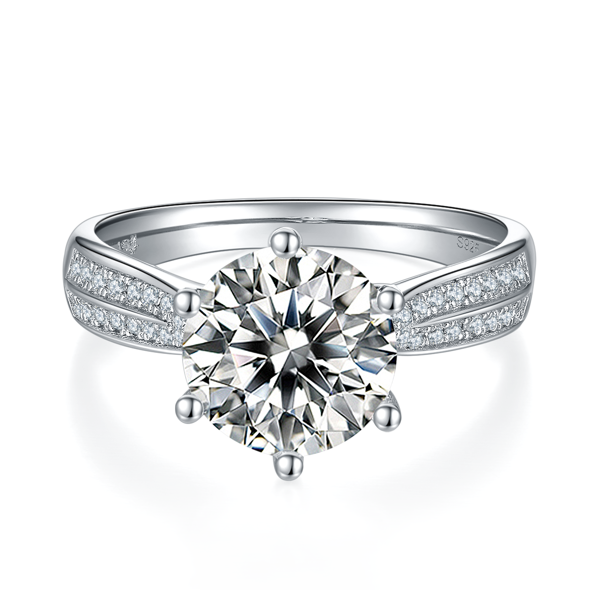 星光皇後S925銀鍍白金D級莫桑鑽戒指3卡