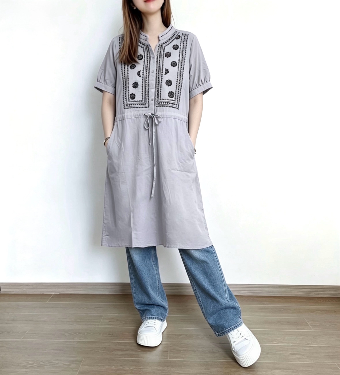 ☀️夏日優惠☀️ 日系民族刺繡花束腰Ops