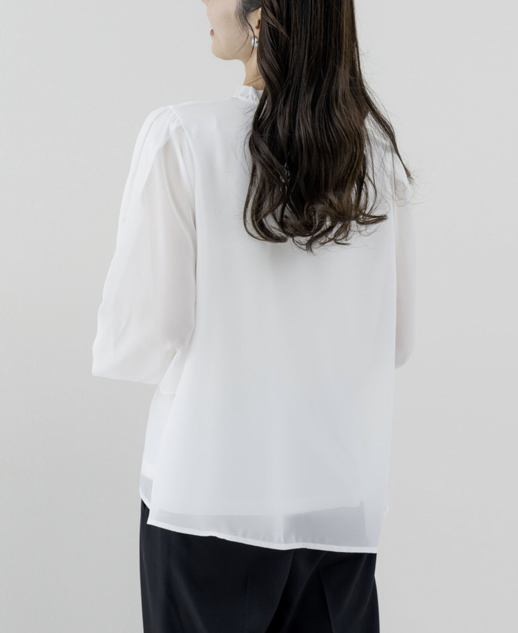 袖花紋蕾絲開衩襯衫 - 2026 流行穿搭  蕾絲襯衫 春夏時尚穿搭 柔軟舒適 成人休閒 日常穿搭 易於配搭 日本直送   #JP-I-260013