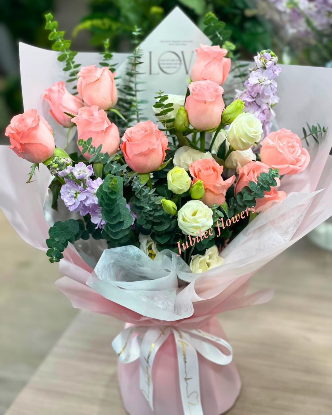 粉玫瑰花束