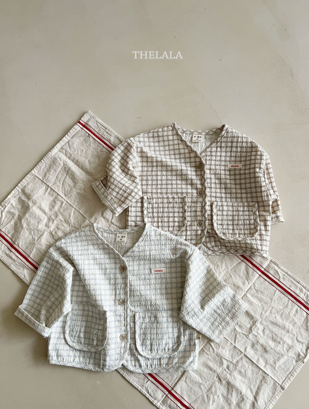 🌸預訂 韓國直送🌸🇰🇷THELALA兩色標籤格紋口袋開襟外套
