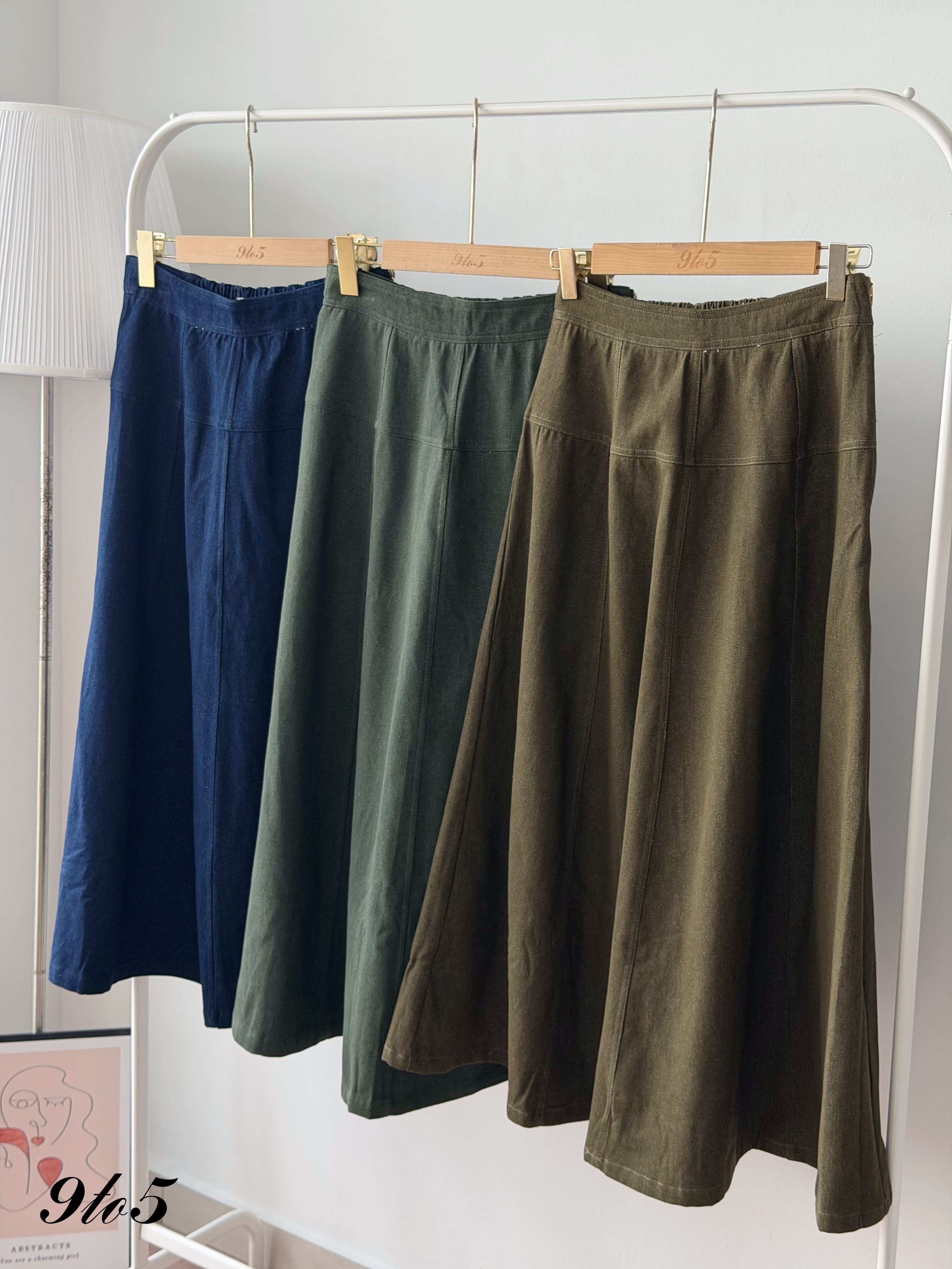S2027 A Line Long Denim Skirt - 3 Colors