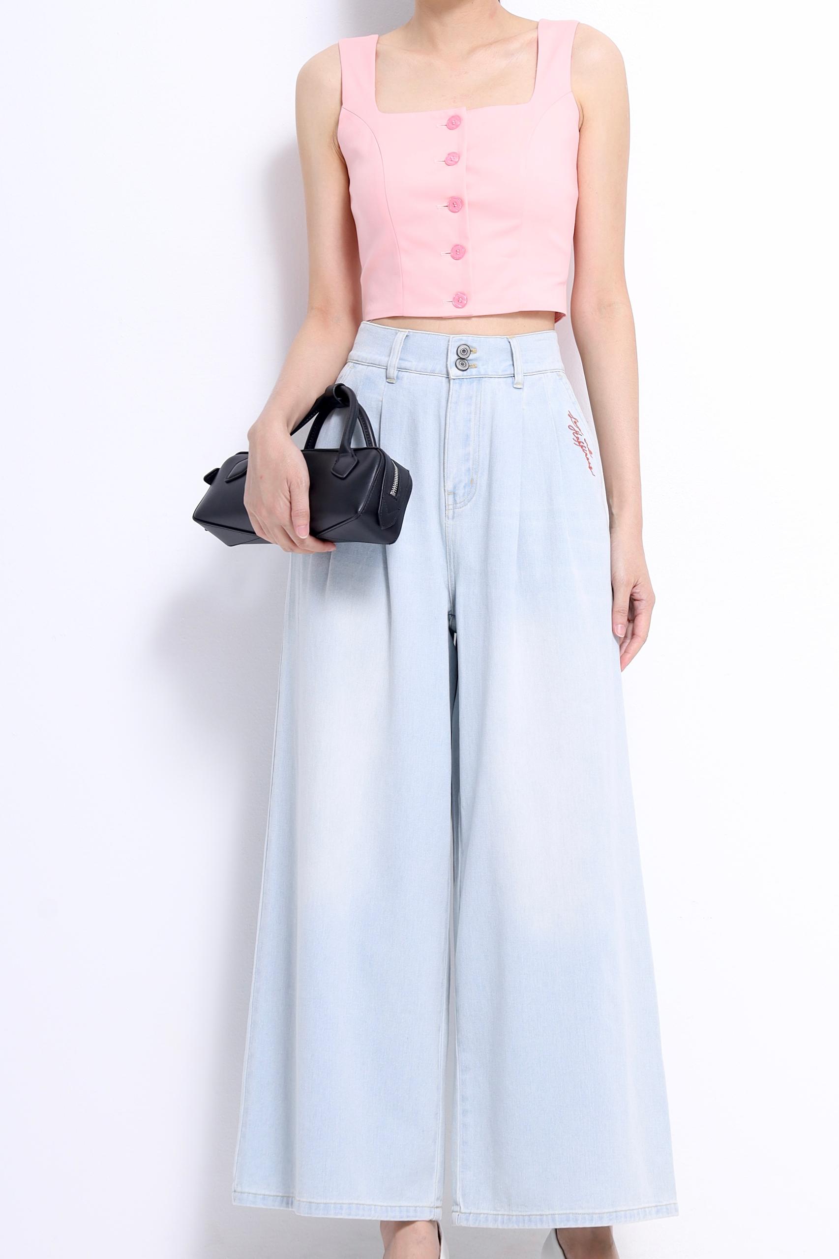 CP1659 WIDE LEG BAGGY WORD PATCH LONG JEAN