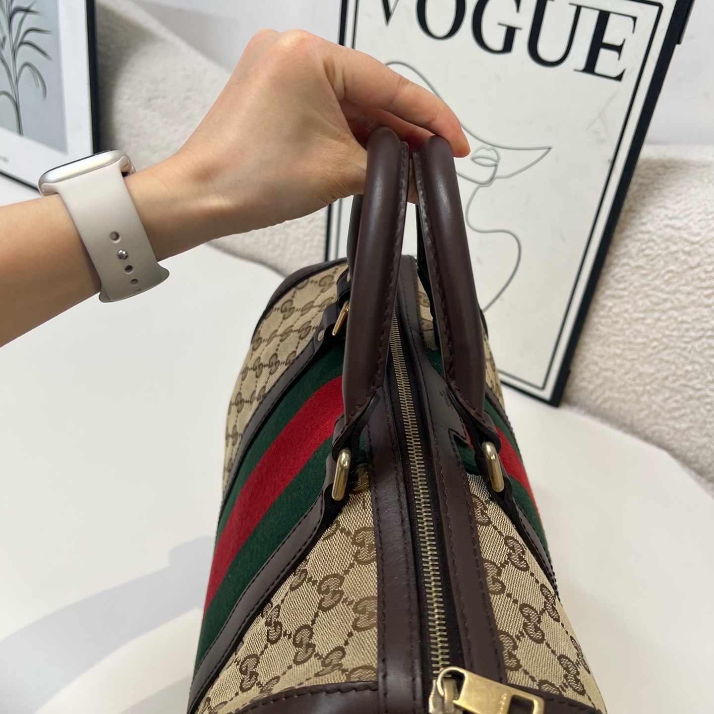 【預訂貨品】gucci 老花帆布波士頓包