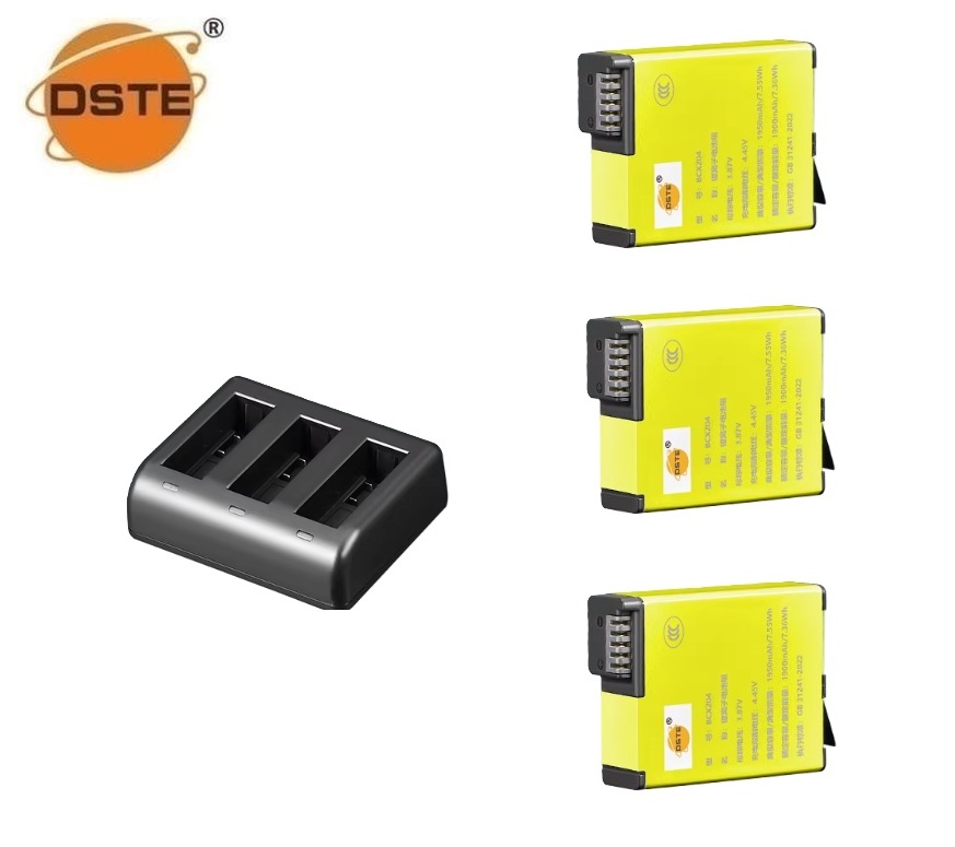 DSTE BCX204 Lithium-Ion Battery With USB Charger For DJI Osmo 360 and Osmo Action 6 / 5 Pro / 4 / 3 代用鋰電池 (CCC Certification / 3C認證)