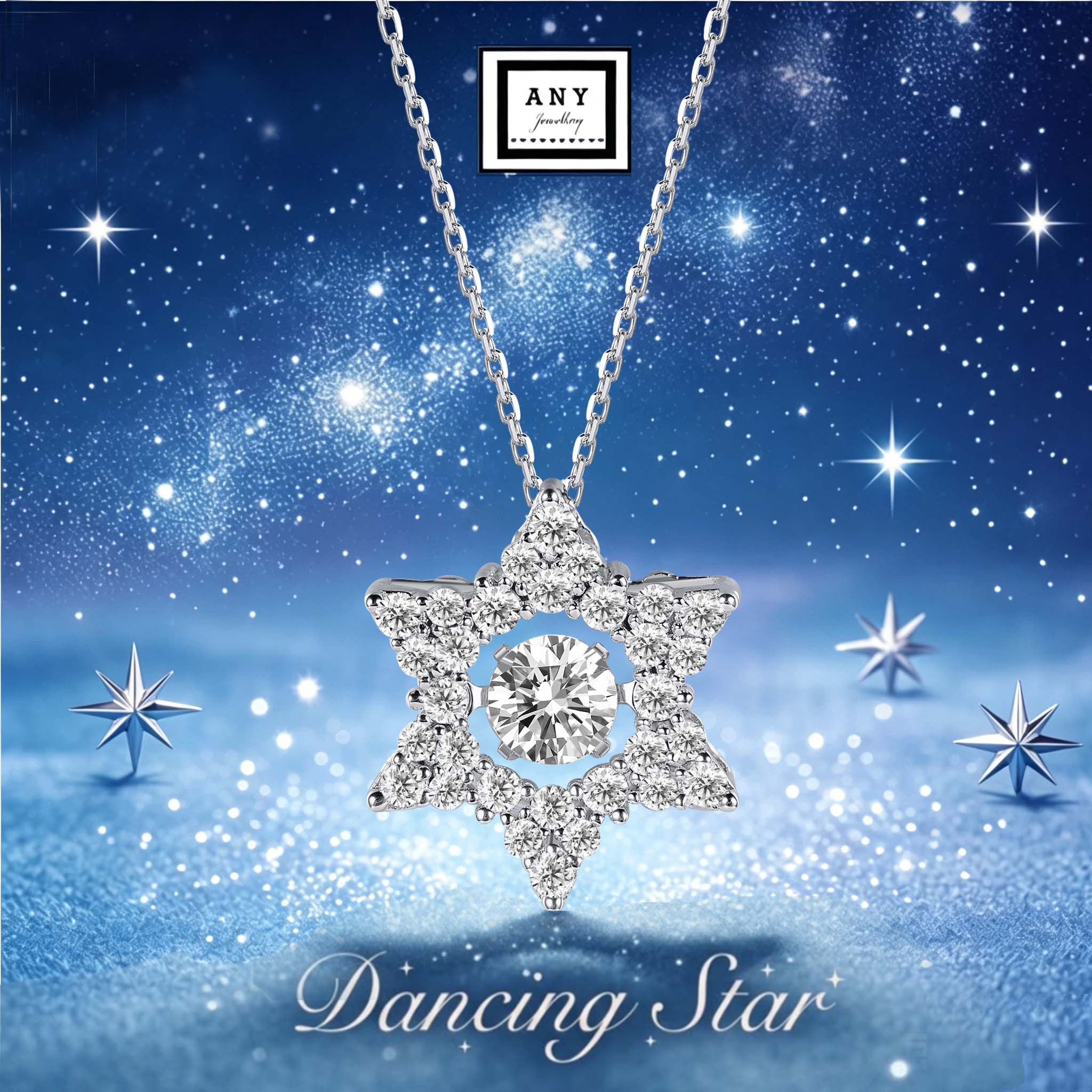 N3107 Dancing Star Necklace 莫桑石