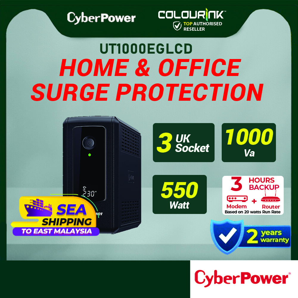 CyberPower UT1000E-UK 1000VA/600W UPS Backup Power Supply with AVR | For PC Router Modem CCTV POS