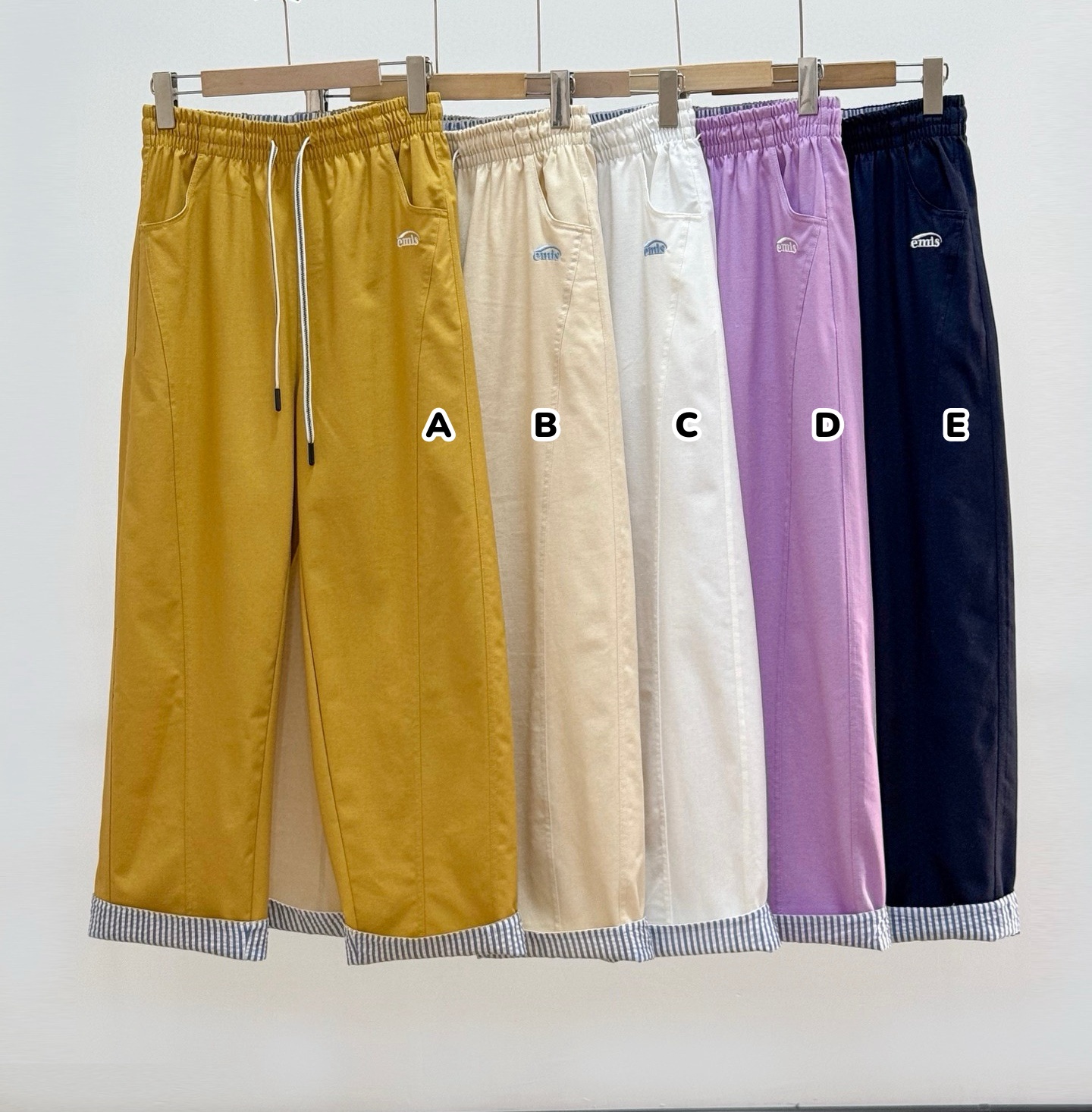 韓國🇰🇷 emis 糖果色條紋拼接休閒長褲