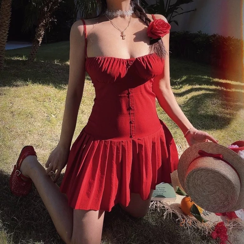 DR462束腰吊带连身裙