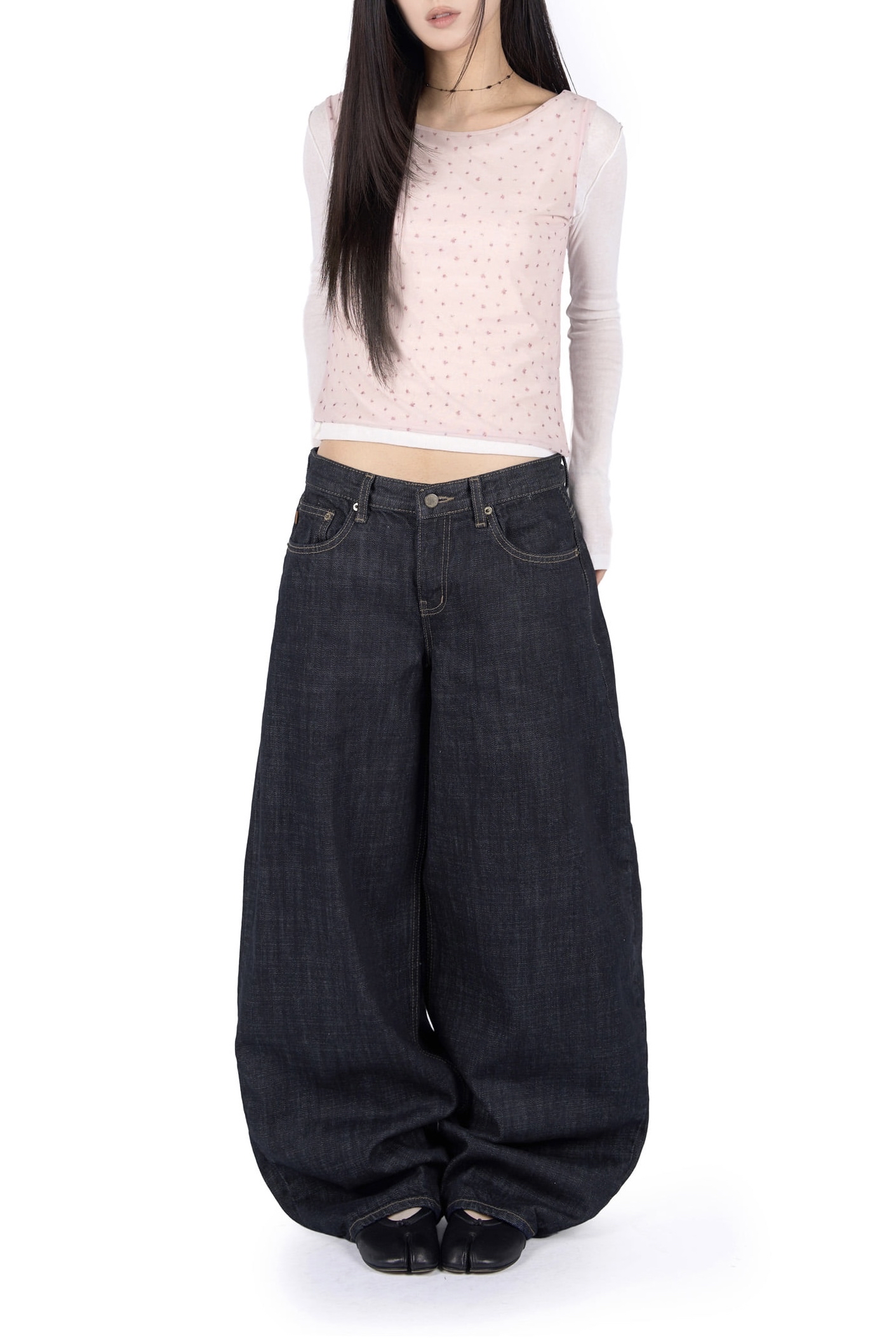 Raw Low Wide Denim Pants