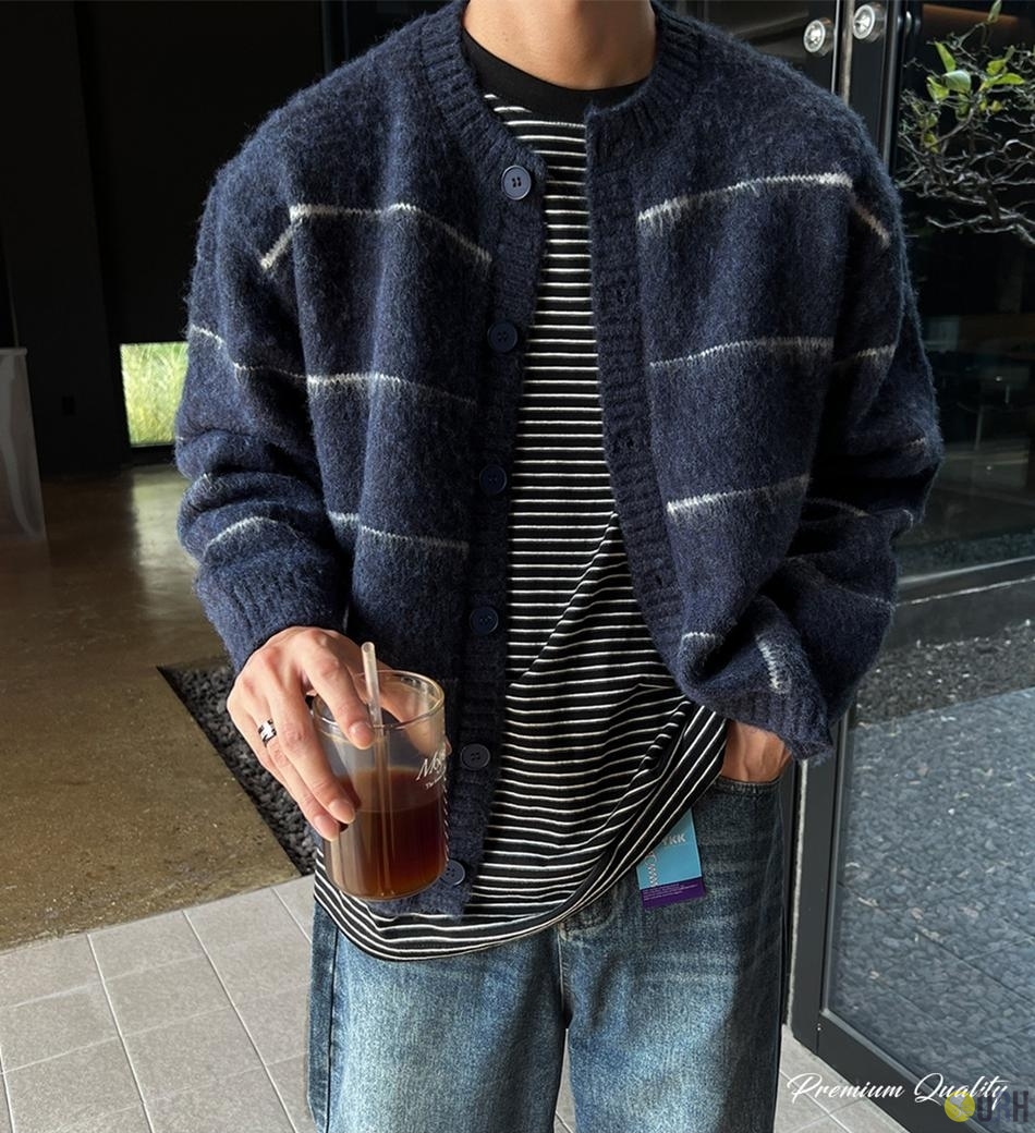 【100%保證韓國直送】漸層條紋羊毛刷毛針織外套 [3 color] RG165751
