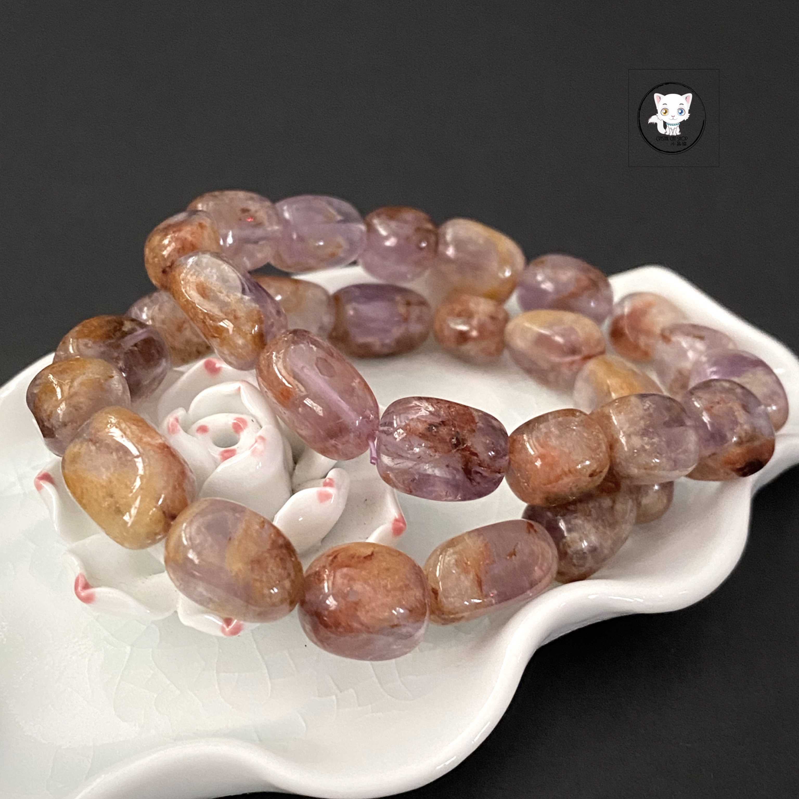 紫幽靈水晶原石手鏈 10mm