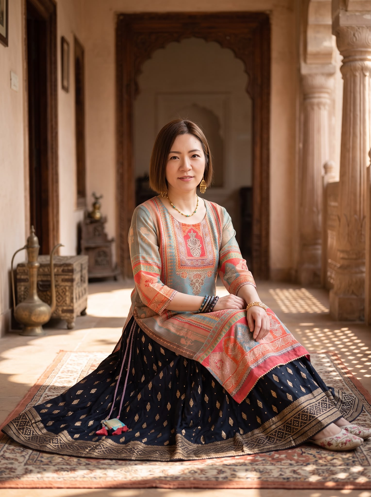 2900 Indian Temple Vintage Full Golden Emb Kurta