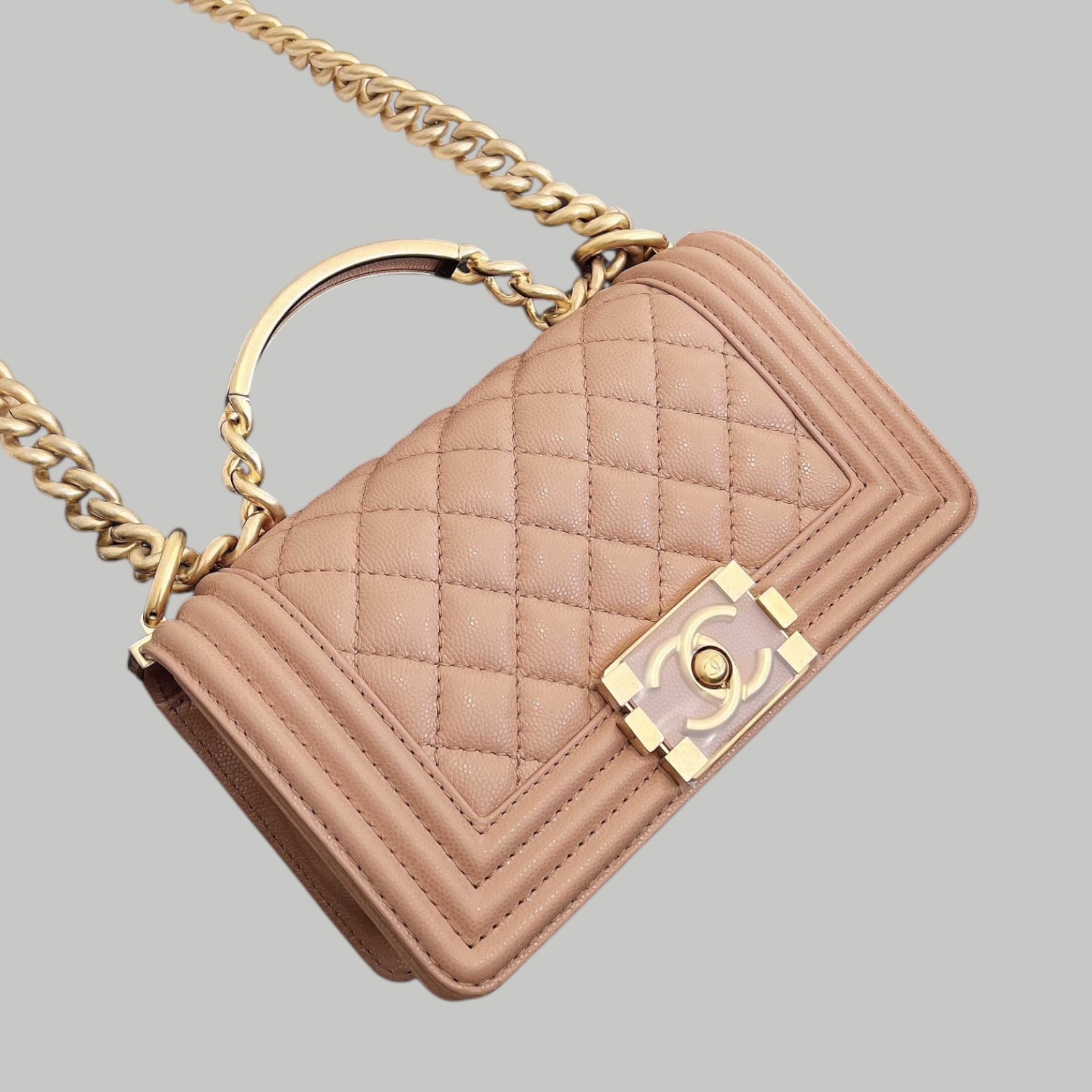 Chanel Caviar Leboy 荔枝皮奶茶金扣