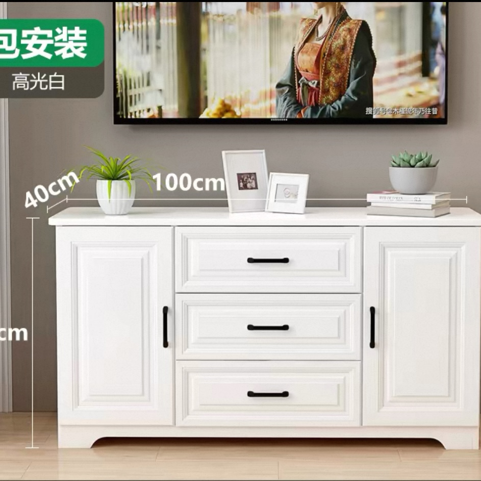實木電視櫃 簡約細單位 白色貯物櫃組合 地櫃高身款 睡房電視櫃 TV stand