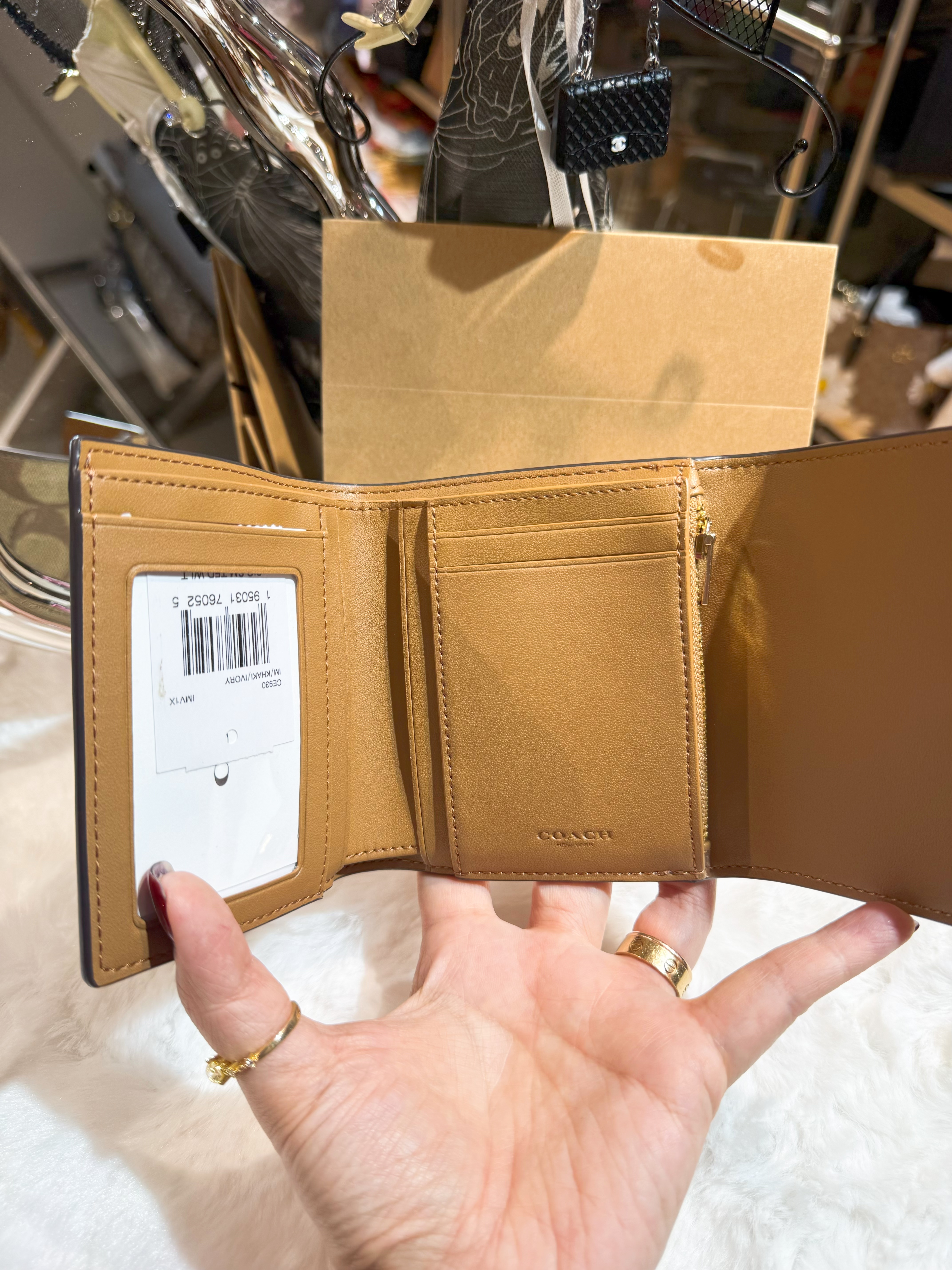 Coach small trifold wallet white/m