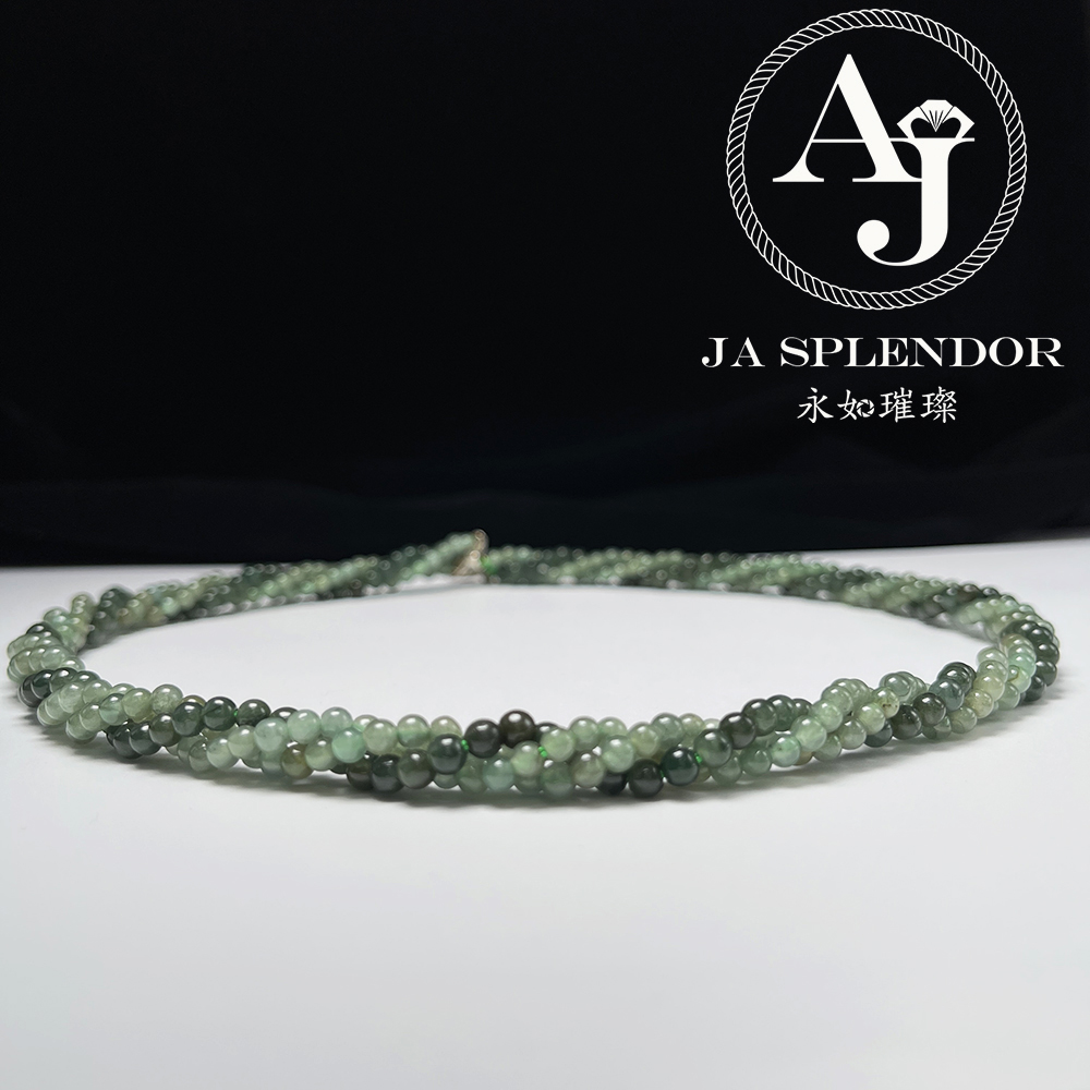 FB-G24 天然翡翠A玉 綠野仙蹤扭紋設計項鏈