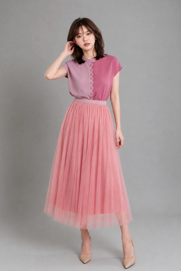 931 Ethereal Tulle Midi Skirt