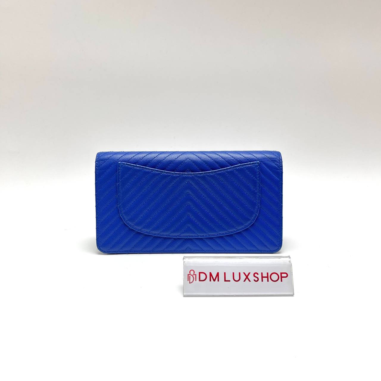 Chanel Chevron Blue Long Wallet (Serial 22)