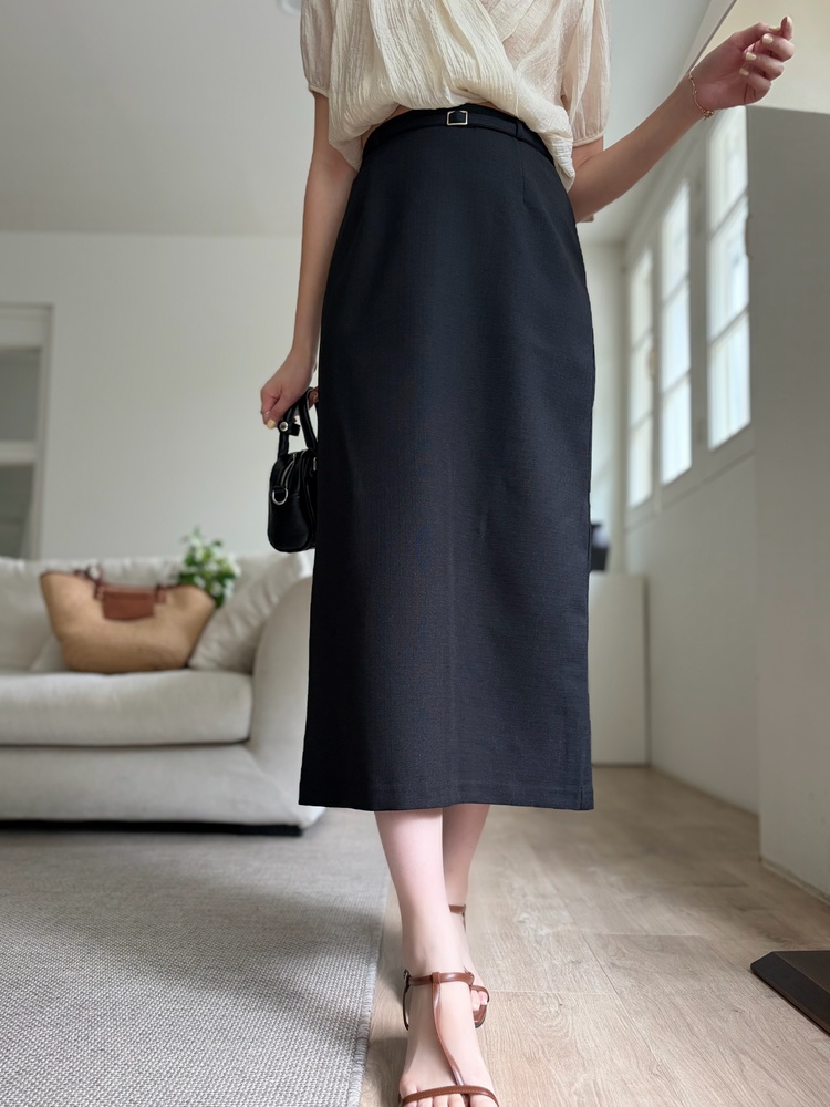 The Belted Straight Skirt (Black)