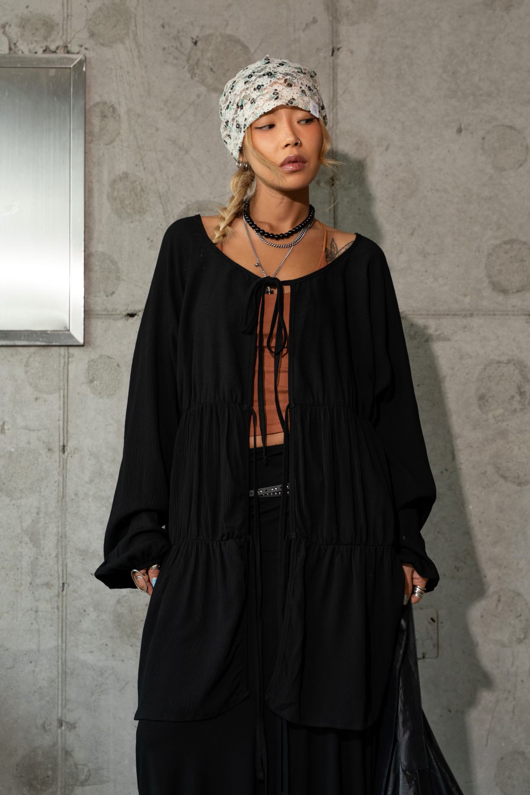 東大門女裝| 2 way Blouse(Green/Whit/Black)