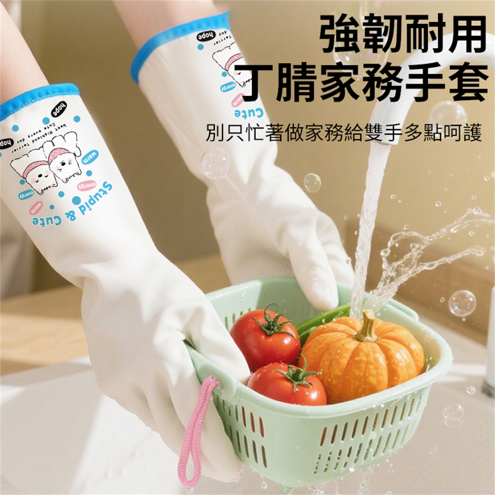 丁晴家務手套 廚房清潔手套 洗碗手套 搞衛生手套 防水防護手套 S [平行進口] HK2733