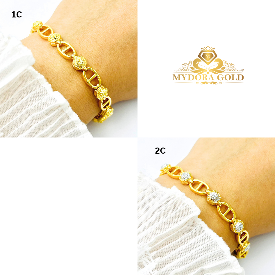 MYDORA Rantai Tangan Fesyen Diamond Cut Chain l EMAS 916/22K