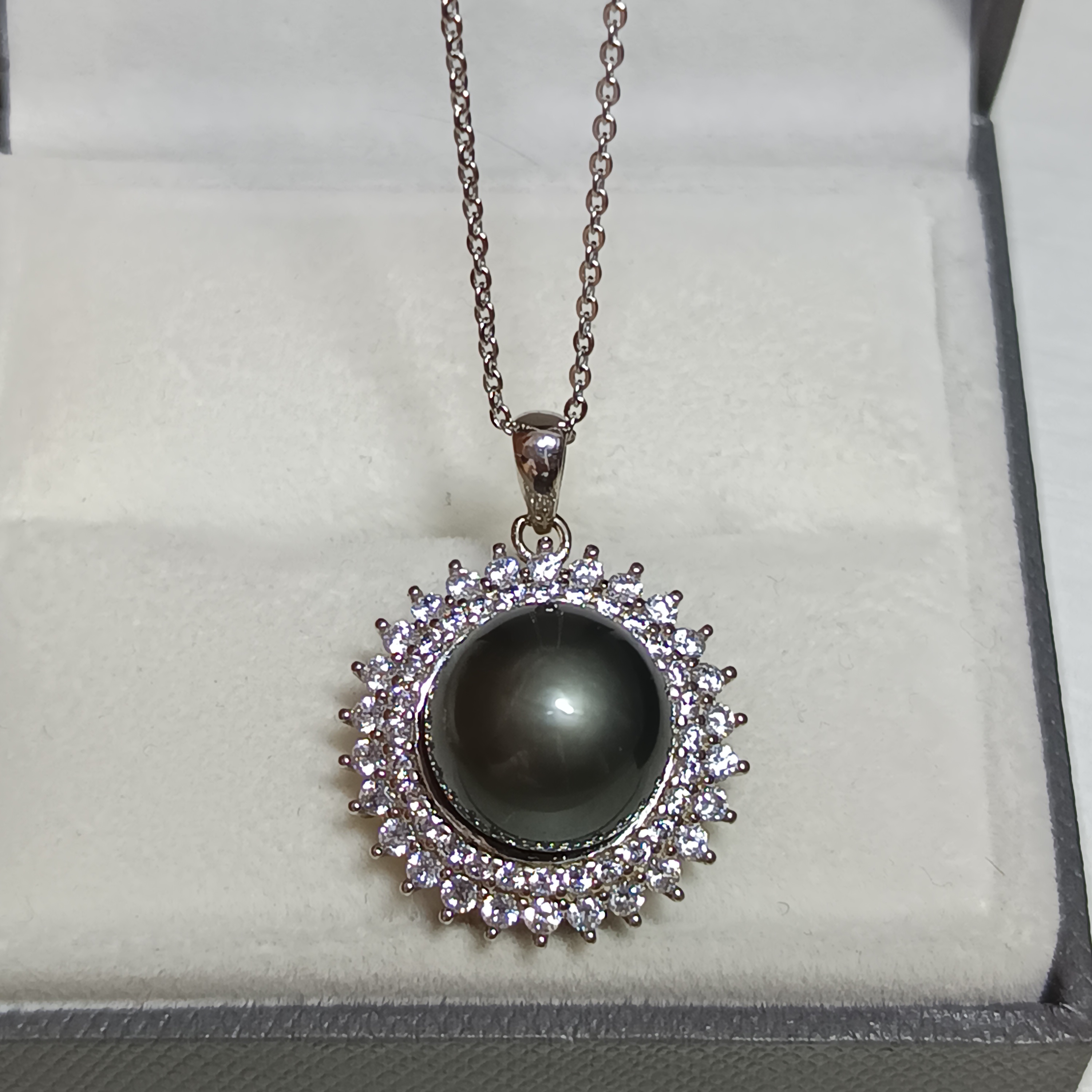 特價品‼️正圓強光大溪地鋼琴黑s925銀吊墜（送注白金鍊）