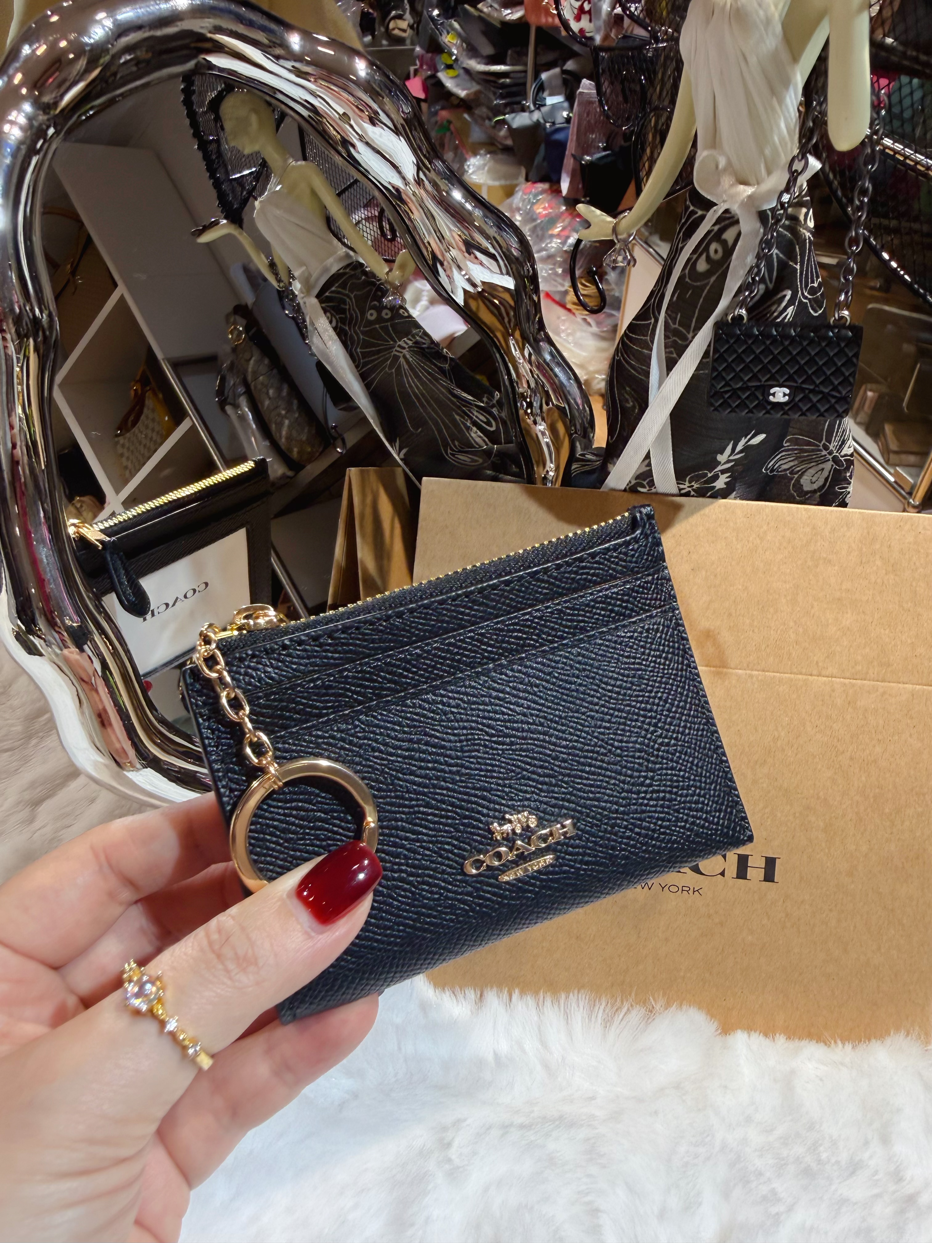 Coach card  coin case blk/g