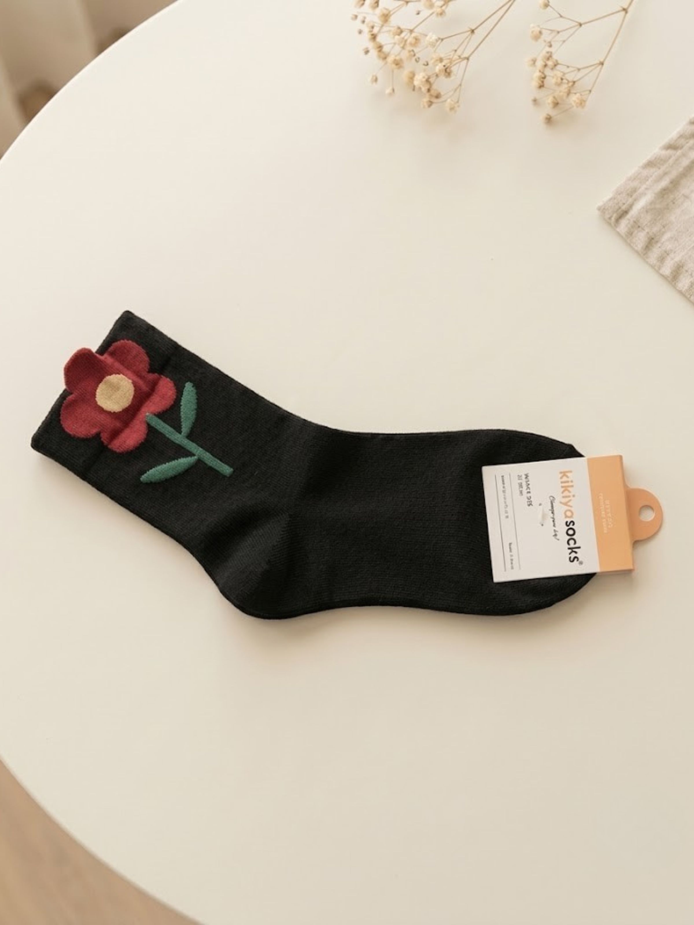 Korean Big Flower Women's High Crew Socks