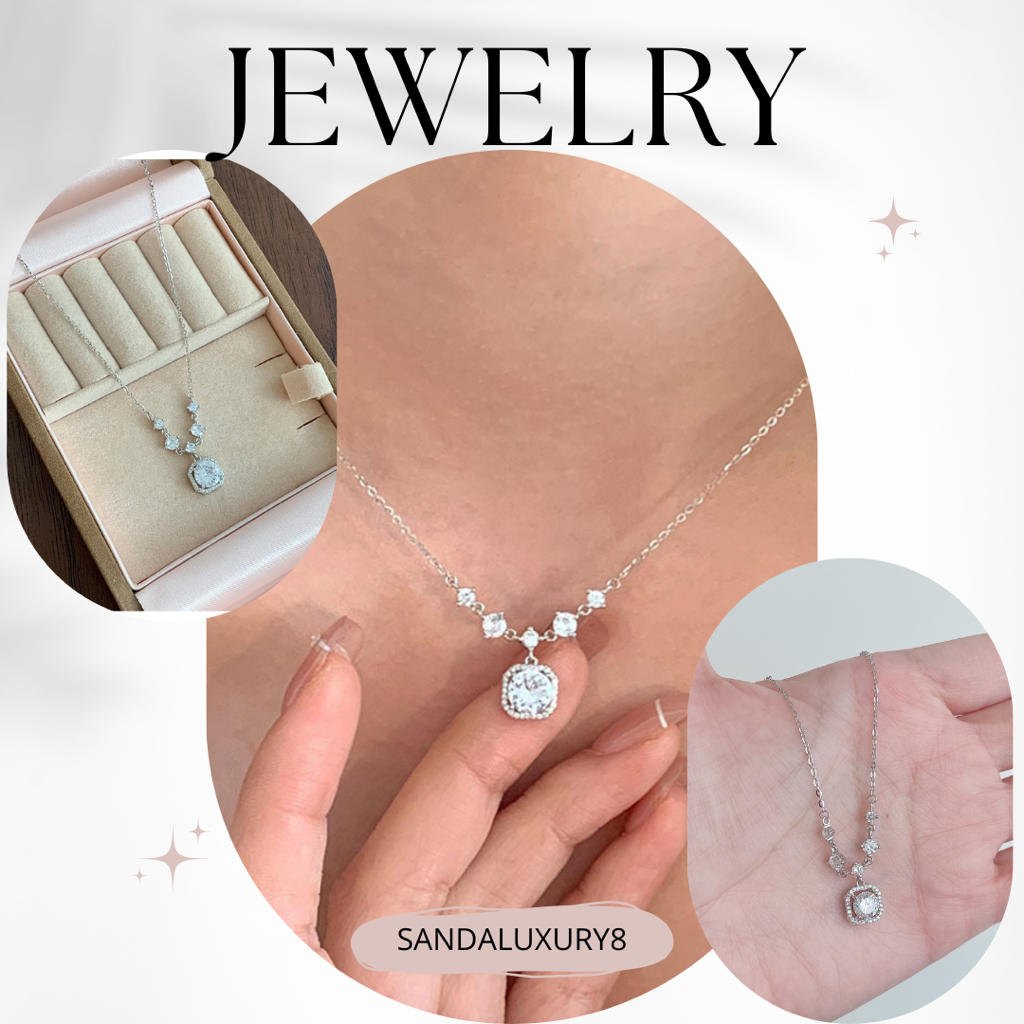 Silver Cubic Zirconia Necklace - SANDALUXURY8  - Jewellery Collection
