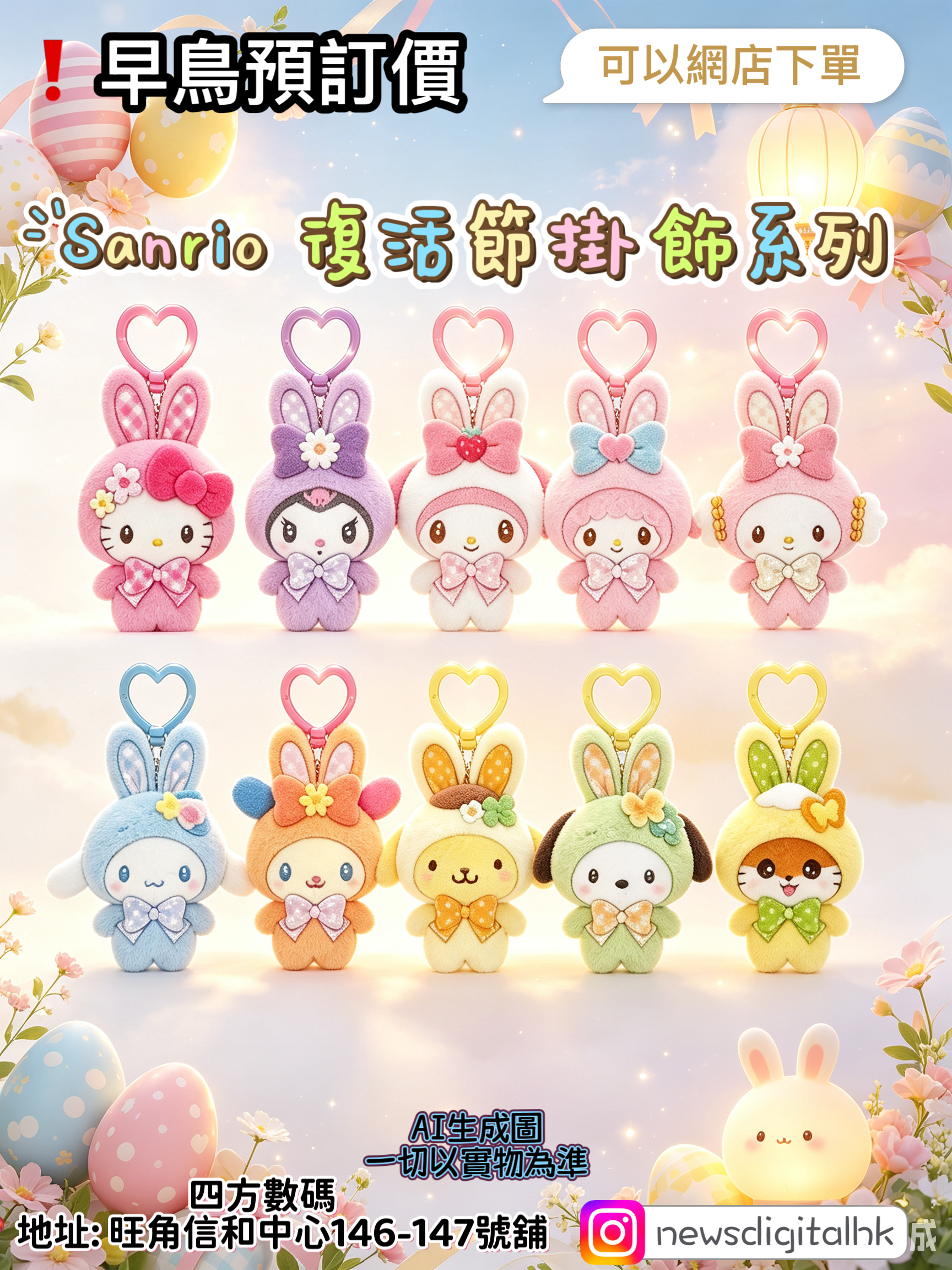 [3月中到貨]❗️早鳥預訂價sanrio 復活節掛飾系列