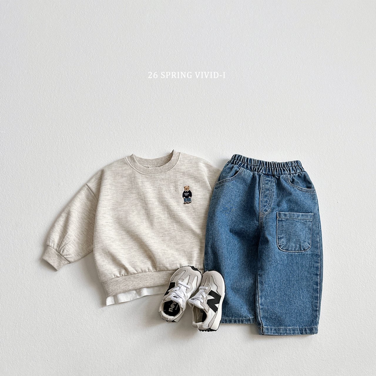 🌸預訂 韓國直送🌸🇰🇷VIVIDI四色標誌性小熊刺繡長袖上下套裝