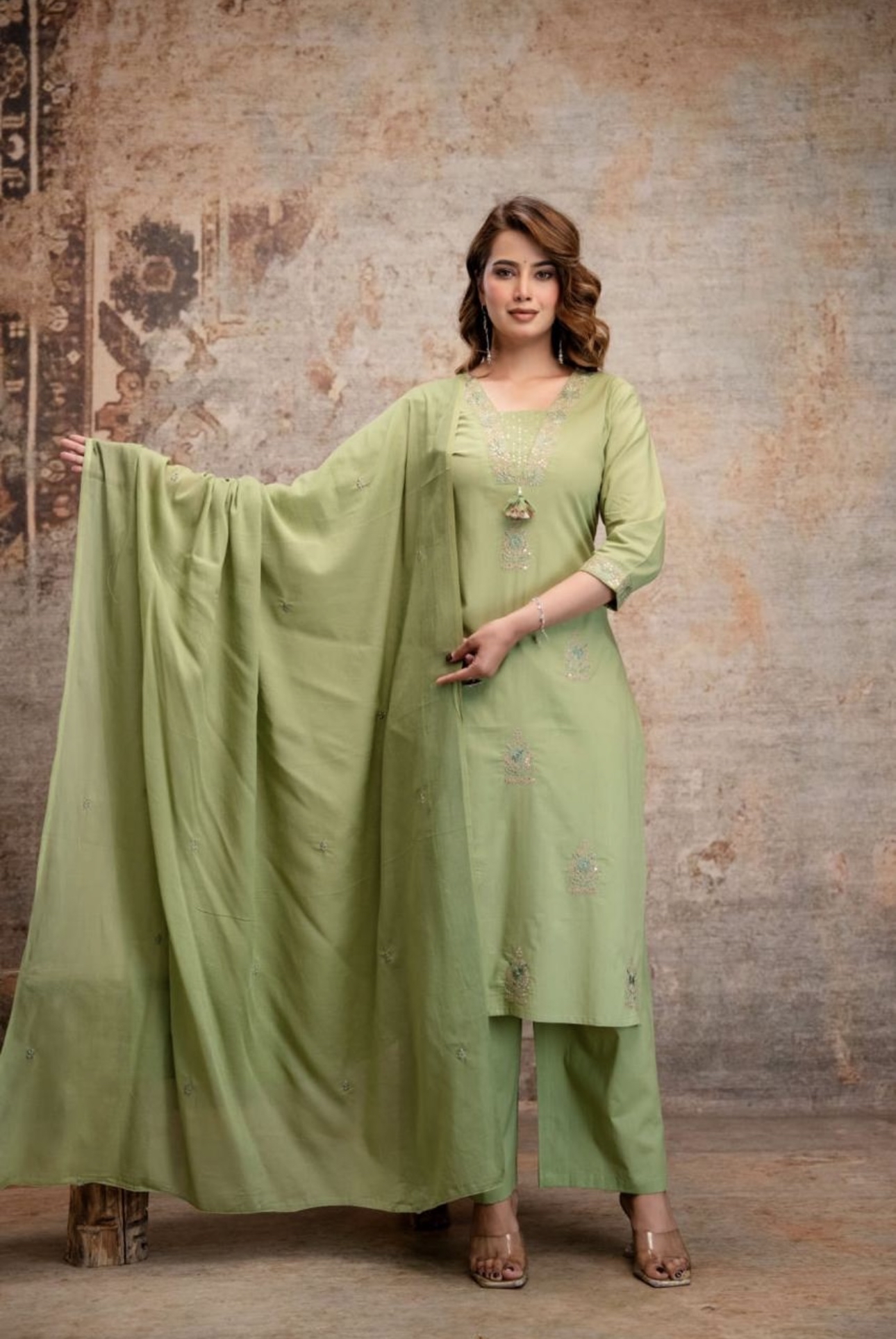 Light Green Kurta set with palazzo
